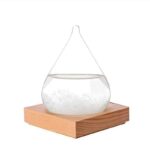 Glass Erlenmeyer Flask with Water on Wooden Base.
