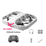 Compact drone with 350mAh battery, remote control, propellers, and accessories for educational and recreational use.