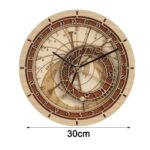 Wooden educational wall clock with intricate gears and multiple time zones, perfect for science enthusiasts and classroom decor.