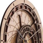 Vintage wooden clock with intricate gears and Roman numerals, showcasing a steampunk-inspired design.