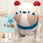 Interactive Voice AI Pet robot with remote control, featuring adorable dog design, colorful accents, and educational features for kids. Perfect for play and learning.