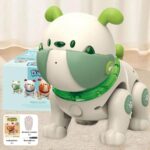 Voice-activated pet robot with interactive features, designed for children and educational purposes.