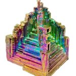 Vibrant rainbow-colored crystal pyramid with intricate geometric patterns, perfect for science-themed decor and educational toy collections.