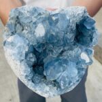 Blue Celestite Geode Crystal Cluster for Meditation and Decor.