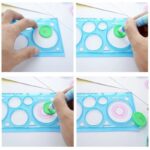 Hands assembling a magnetic gear puzzle with a blue plastic base and green gear pieces, demonstrating a STEM educational activity for children.