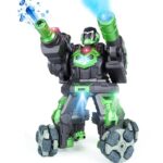 Interactive robot toy for children with LED lights, sound effects, and movable arms, designed to enhance educational play and STEM learning experiences.