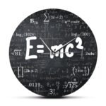 Modern wall clock featuring physics formulas and equations, perfect for science enthusiasts and educational decor.
