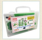 Educational science kit with various components for young learners.