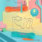 Colorful magnetic wire maze toy for children, educational STEM activity, promotes problem-solving and fine motor skills, suitable for ages 3 and up.