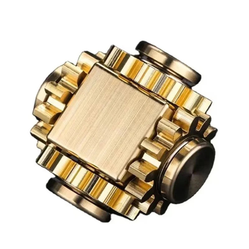 Gold Gear Cube - Mechanical Gear Puzzle Toy for Science Education Gold gear cube with interlocking gears, ideal for science education and mechanical puzzles. Perfect for STEM learning and educational toy collections.