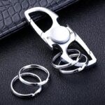 Compact stainless steel bottle opener keychain with a carabiner clip, perfect for on-the-go use and everyday convenience.