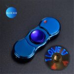 Blue ice-themed fidget spinner with LED lights, designed for stress relief, focus, and sensory play, featuring a sleek, modern design and vibrant illumination.