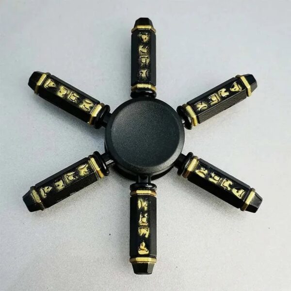 Fidget Spinner with LED Lights and Black-Gold Design.