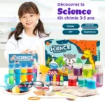 Discover the science kit for children aged 3-5, featuring fun experiments with colorful liquids, test tubes, and educational tools to inspire young scientists.