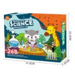 Colorful discovery science experiment set featuring animal characters and laboratory equipment, designed for children aged 3 and up to explore basic scientific concepts.