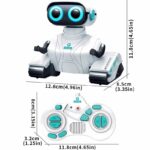 Cute robot toy with remote control, designed for children, featuring a friendly face and interactive features for educational play.