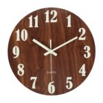 Elegant wooden wall clock with large white numerals and minimalist design, perfect for home decor, classrooms, or offices.