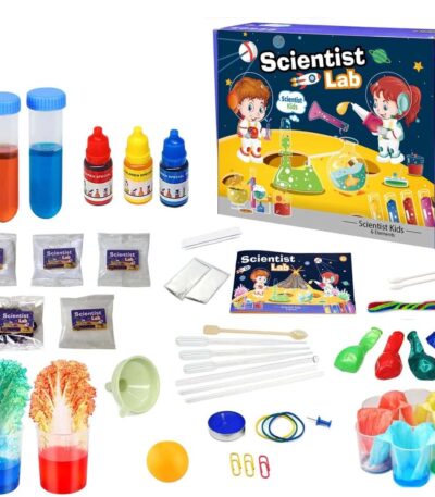 Complete science lab kit for kids with test tubes, chemicals, and accessories for fun experiments and learning. Perfect for young scientists and educational play.