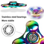 Colorful fidget spinner featuring stainless steel bearings for enhanced stability and smooth spinning. Perfect for stress relief and educational demonstrations.
