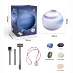 Educational Neptune planetary mining kit with moon replica, tools, and gemstone samples for science learning and exploration.