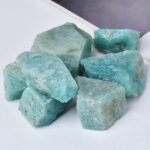 Authentic turquoise mineral rocks showcasing vibrant blue-green hues, perfect for science decor, educational displays, or mineral collection enthusiasts.