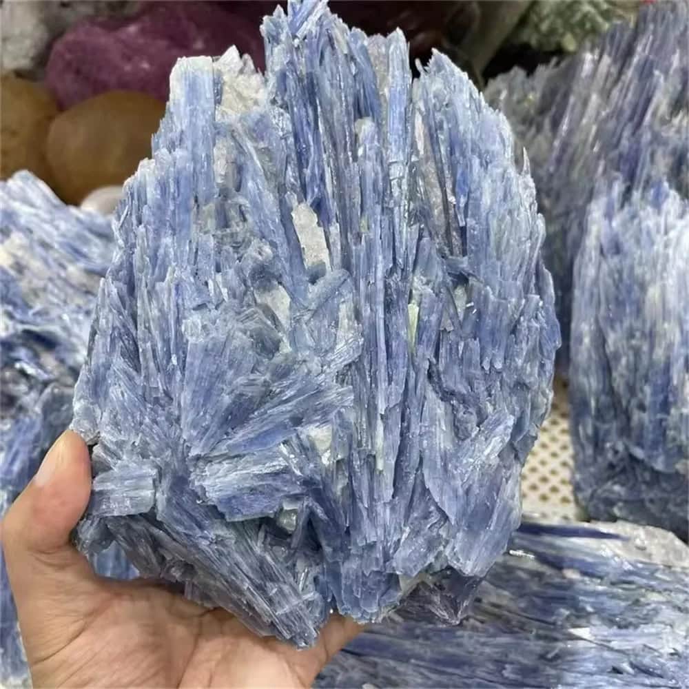 Blue Kyanite Crystal Cluster for Healing and Meditation Blue Kyanite crystal cluster with sharp, elongated blades, ideal for energy balancing and meditation practices.