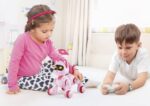 Interactive robot toy for kids with LED eyes and remote control.