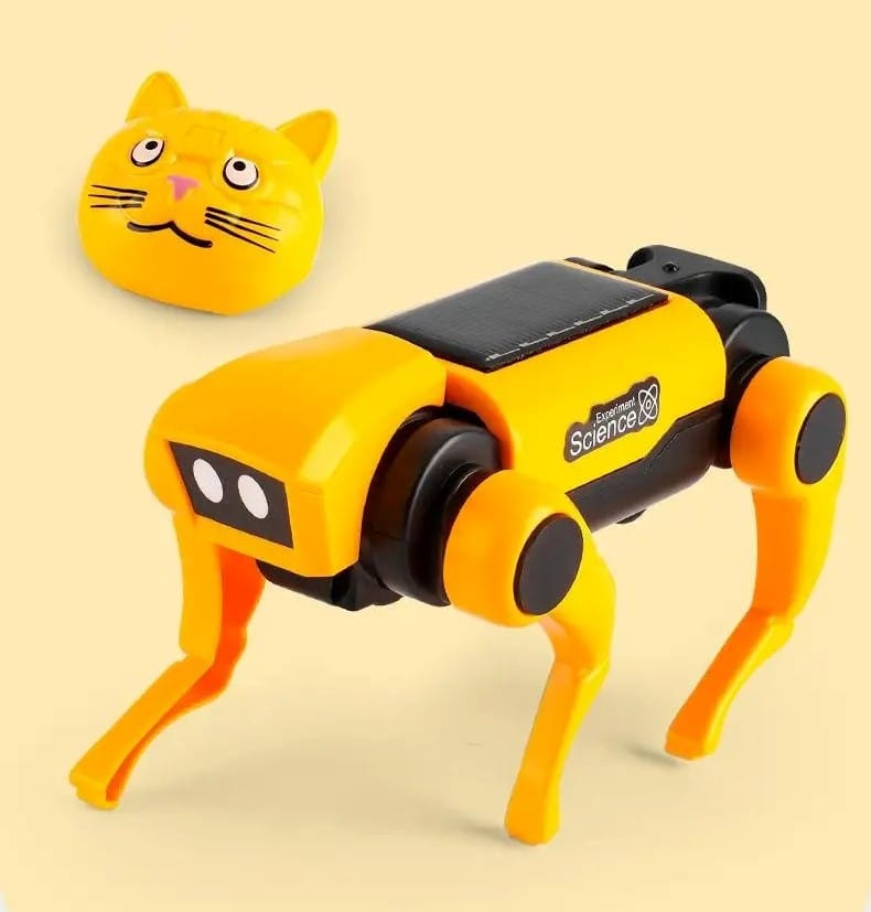 Science Gadgets | Science Decor & Educational Toys Shop Robotic cat with solar-powered body and movable legs, designed for educational and decorative purposes.