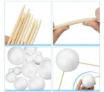 Set of wooden skewers and Styrofoam spheres for educational science experiments and models, ideal for STEM projects and classroom activities.