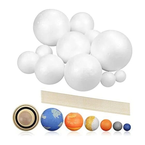 Educational molecular model kit featuring white spheres and beige straws for science learning and chemistry experiments.