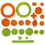 Colorful plastic gear and wheel set for science experiments and educational activities.