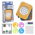 Children's painting kit with colorful gears, brushes, and storage box, ideal for educational and creative activities.