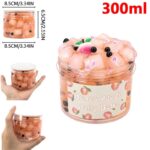 Honey Peach Jelly Boba sensory toy with colorful beads and peach design in a 300ml transparent jar.