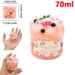 Bright pink honey peach jelly boba toy with colorful beads and a cute cherry on top, designed for educational play and sensory stimulation.