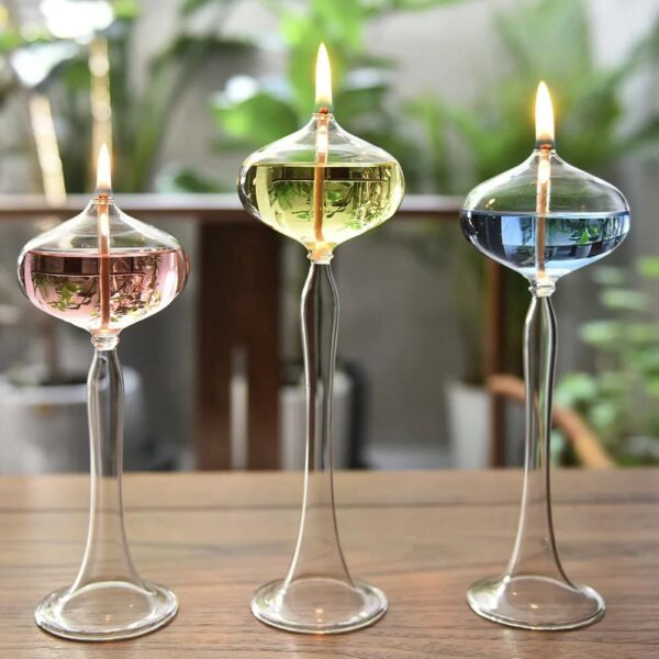 Vibrant oil lamps with floating liquids in glass containers, perfect for science decor and educational toy displays.