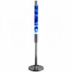 Modern magnetic levitation lamp with glowing blue light, showcasing innovative design and magnetic technology for educational and decorative purposes.