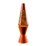 Colorful lava lamp with glitter inside, creating a mesmerizing visual display, perfect for science decor and educational spaces.
