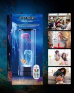 Interactive jellyfish tank with remote control and LED lighting for educational and decorative use.