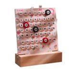 Cute wooden calendar with days, dates, and months, featuring adorable bunny and flower accents for kids' learning and home decor.