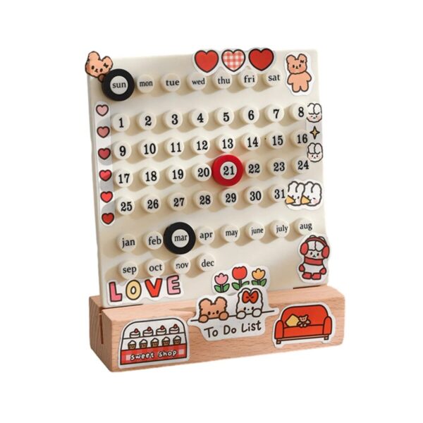 Calendar with cute animal and heart motifs for organizing and decorating your space.
