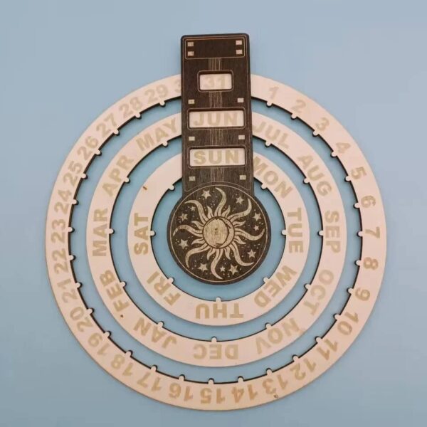 A decorative calendar and USB flash drive combination with celestial artwork, including a sun and moon design, perfect for science and space enthusiasts.
