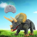 Remote-controlled dinosaur robot toy with realistic design and movable parts, perfect for educational play and science decor.