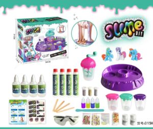 Complete slime DIY science kit with colorful ingredients, molds, and tools for educational and fun slime-making experiments. Perfect for kids and science enthusiasts.