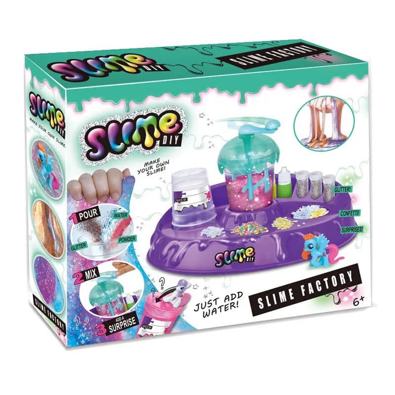 Colorful slime DIY science kit with tools for making custom slime, perfect for educational and fun science experiments for children aged 6 and up.