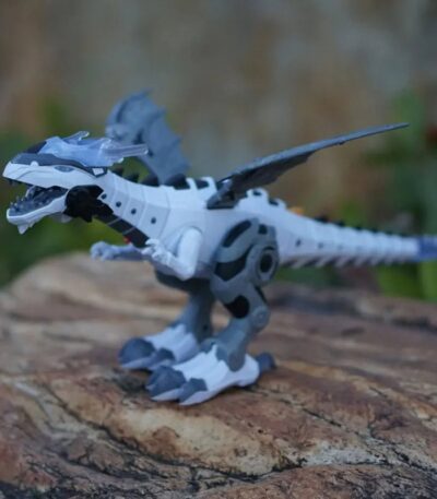 Detailed robotic T-Rex dinosaur toy with movable limbs and realistic features, perfect for science education and imaginative play.
