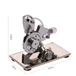 Small metallic magnetic Stirling engine model with detailed components, demonstrating thermodynamic principles for educational purposes.