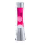 Magnetic lava lamp with pink liquid and floating white balls, demonstrating magnetic field effects and fluid dynamics for educational and decorative purposes.