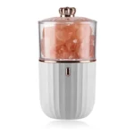 Salt rock grinder with pink Himalayan salt crystals inside, designed for educational and decorative purposes.