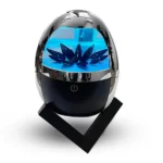 High-tech LED science gadget with a futuristic design, featuring a blue-lit interior and a sleek black exterior, perfect for science enthusiasts and educational displays.