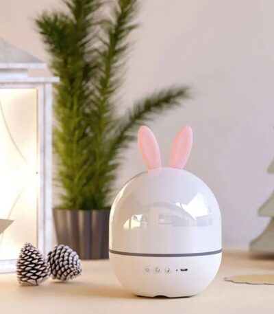 Bunny-shaped aromatherapy diffuser with a sleek white design, ideal for home decor, relaxation, and creating a calming atmosphere.